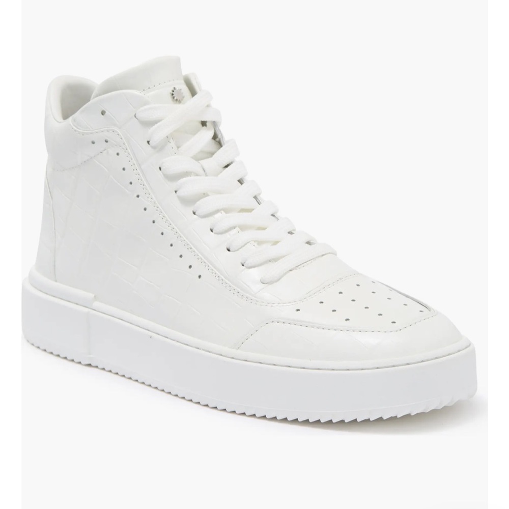 Stuart Weitzman Leather Ryan Sport High Top White Sneakers